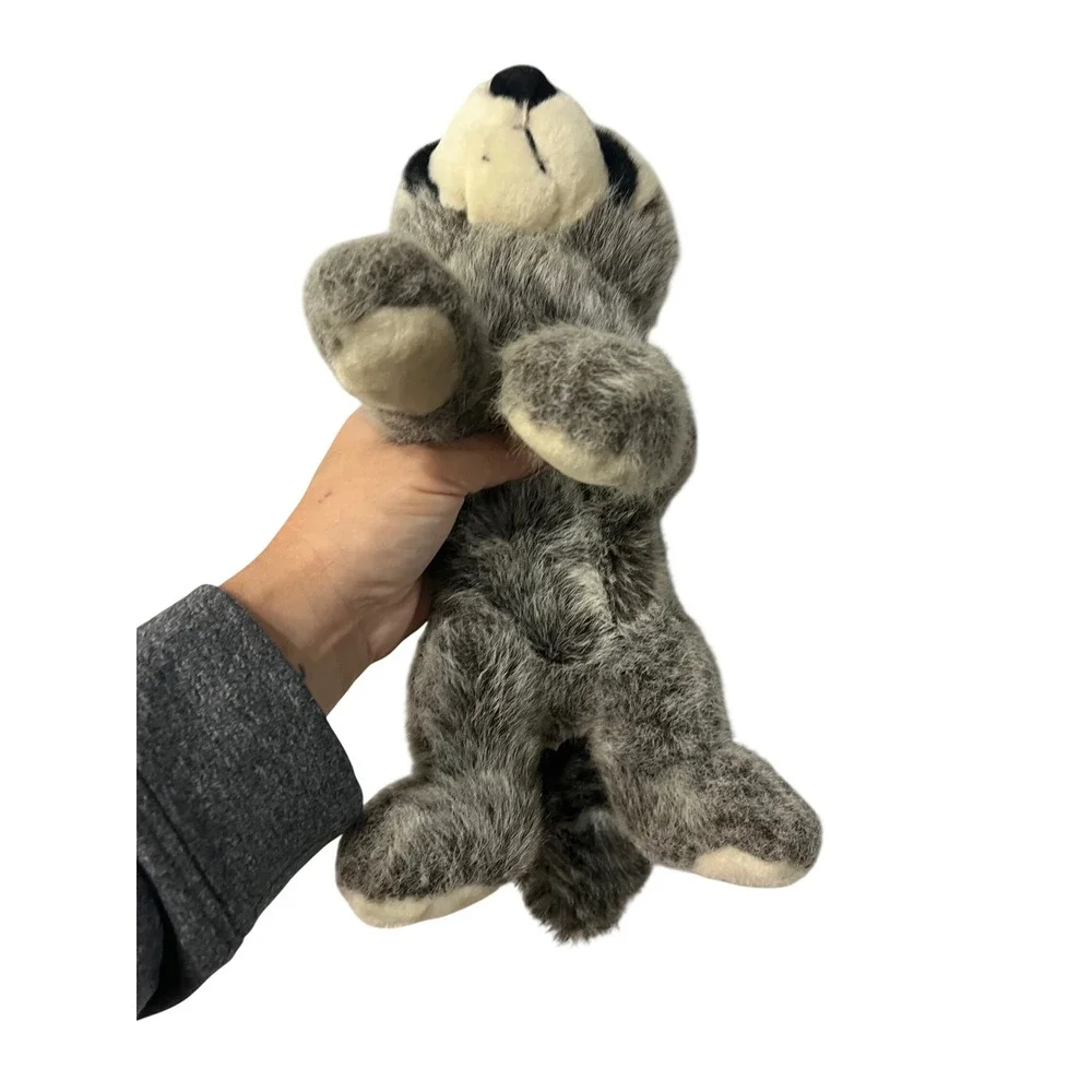 Vintage A&A Plush Flopsies Raccoon‎ Stuffed Animal Bean Bag Grey Black 1998 Tag